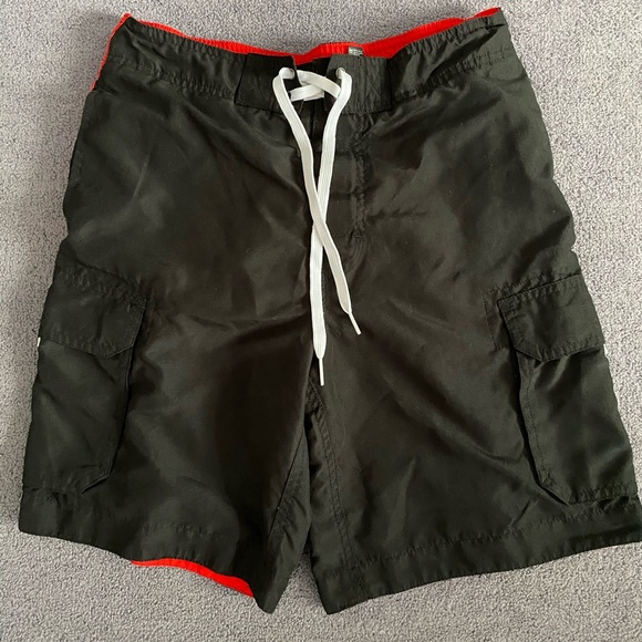 Boys Black and Red Swim Shorts - Picture 1 of 5